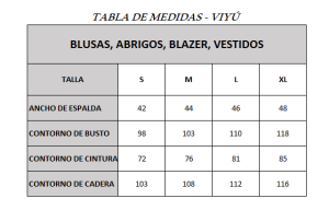 cuadro de medidas
