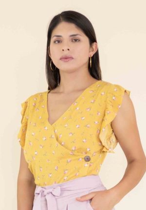 blusa color mostaza manga corta